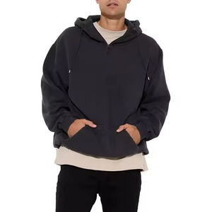 Sudadera con Capucha Oversize de Lujo 2026 para Hombre, Negra, con Diseño Bordado, Lavado Ácido, Efecto Desgastado, Tejido Pesado 100% Algodón Felpa - Product Image 4
