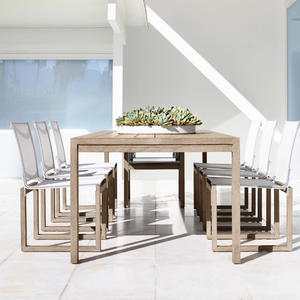 Mesa de comedor rectangular hecha de madera de teca ecológica con un estilo moderno y sencillo para uso en exteriores. - Product Image 2