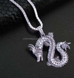 Colgante de Dragón con Moissanita, Corte Brillante Redondo, Plata 925, Bañado en Rodio, Estilo Hiphop, Unisex, para Uso Diario - Product Image 2