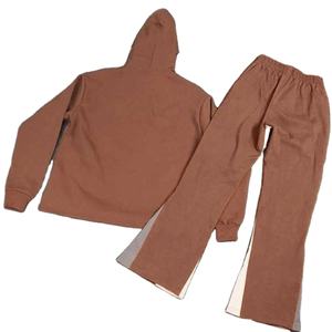 Survêtements évasés 100% coton unisexe survêtements personnalisés sweats à capuche et pantalons imprimés ensemble respirant vierge pour adultes en automne vente costumes - Product Image 4