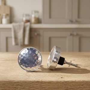 Modern Round Stainless Steel Cabinet <b>Knob</b> Hammered Finish Easy Installation for Kitchen Furniture Handle - Product Image 3