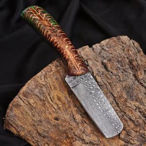 Couteau de boucher nordique industriel de 7,5 pouces en acier Damas fait main, avec manche personnalisé en forme de cône de pin, style Western - Product Image 4