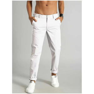 Pantalones chinos para hombre resistentes a las arrugas, 100% algodón, corte recto, de secado rápido, transpirables, de color liso y elegantes. - Product Image 2