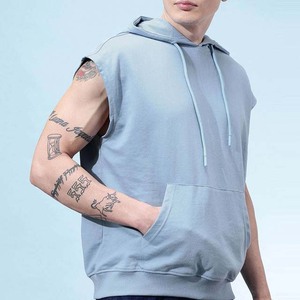 Sweat-shirt zippé à capuche oversize pour homme, gris uni, en molleton bouclette, décontracté, pour l'automne, 500 g/m², tricoté 100 % coton, avec poche frontale à logo - Product Image 5