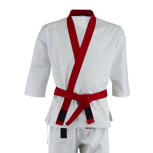 Kimono de BJJ blanc avec ceinture rouge, coupe régulière, 100% coton, respirant, durable, vêtements d'arts martiaux unisexes pour adultes - Product Image 3