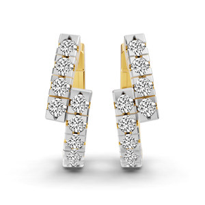 New Classic Cut 14k/18k <b>SOLID</b> <b>Gold</b> Designer Vela Signature Round Lab Diamond <b>Huggie</b> Hoop Earrings For Women And Girls Wear - Product Image 3