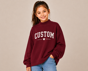 Girls Oversized Autumn Winter Wear Long Sleeves Solid Pattern Breathable Quick Dry Cotton Polyester <b>Material</b> Mock Neck - Product Image 1