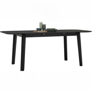 Modern Black <b>Round</b>-to-Oval Extension <b>Table</b> Durable MDF <b>Wood</b> Finish and <b>Solid</b> <b>Wood</b> Legs Space Saving <b>Dining</b> for Apartment - Product Image 6