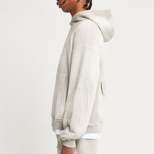 Sudadera OEM personalizada de algodón 100% ecológico con efecto desgastado, salpicaduras de pintura vintage, pedrería y hombros caídos, color liso, para invierno. - Product Image 2