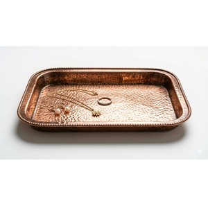 Plateau de service en cuivre martelé de style vintage, finition laiton faite à la main, plat décoratif pour la décoration de la table de salle à manger et de la cuisine - Product Image 2