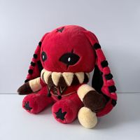 Peluche Lapin Clown Gothique Rouge et Noir à Longues Oreilles, Moelleuse, Boîte Mystère, Décoration, Cadeau - Meilleure Vente