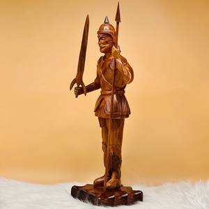 Escultura de Guerrero de Madera Tallada a Mano, Figura de Arte Tribal Hecha a Mano, Decoración Étnica para el Hogar, Regalo Artesanal - Product Image 2