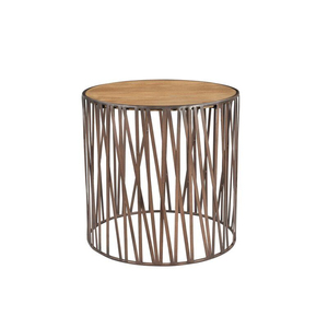Modern Luxury <b>Wooden</b> <b>Top</b> Round Coffee <b>Table</b> with Eco-Friendly Metal Base Customizable Designer Furniture for Living Room - Product Image 6