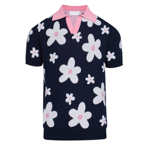 Chemises décontractées en viscose/polyester tricotées unies, à manches courtes, col en V, coupe ajustée, anti-plis, pour hommes – Collection 2026 à succès - Product Image 1