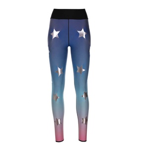 Women's Printed Gradient Color High Waisted Full Length Workout <b>Leggings</b> <b>Pockets</b> Tummy Control Spandex/Polyester Yoga Pants for - Product Image 1