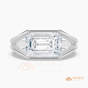 Moissanite <b>Emerald</b> Shape <b>Ring</b> for Women <b>Silver</b> Tone Engagement Wedding Anniversary Jewelry Elegant Daily Wear - Product Image 5