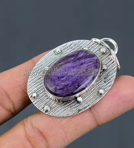 Pendentif Charoite violet 925 argent Sterling pierre précieuse naturelle grand pendentif bijoux faits à la main forme ovale pendentif cadeau pour noël - Product Image 3