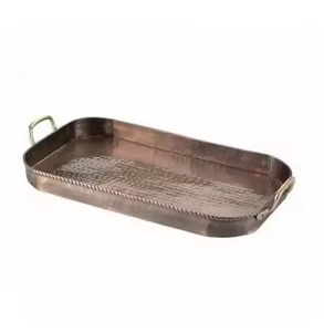 Luxury <b>Copper</b> Serving Tray Stylish Metal Platter for Serving Snacks Beverages Tea Coffee Dining <b>Table</b> Home Decor Gift Purpose - Product Image 3
