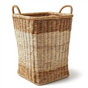 Grand panier de rangement écologique en jonc de mer, conçu pour organiser les couvertures, les serviettes, les jouets et les essentiels quotidiens de la maison - Product Image 6