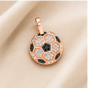 Collier Pendentif Tendance en Or 10K Plaqué Or, Personnalisé, Sertissage 3D Football Moissanite Diamant, Breloques Sportives, Cadeau Enfant - Product Image 5