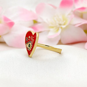 Promotion Enamel Heart Shape Evil Eye <b>Ring</b> Gold Plated Red White Black rainbow Cz Open <b>Adjusted</b> <b>Ring</b> for Women - Product Image 3