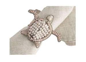 Exquisite Sea <b>Turtle</b> Beaded Napkin <b>Ring</b> Set Natural Beige and Brown Tones Luxury Nautical Dining Decor for Upscale Restaurants - Product Image 3