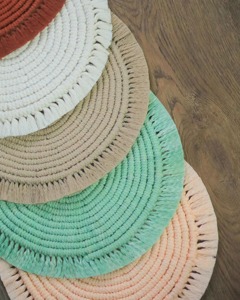 Colorful Round Macrame <b>Placemats</b> for Dining Table Kitchen Decor Coffee Table Styling and Festive Home Decoration From India - Product Image 4