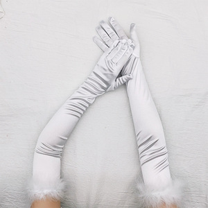 Guantes Largos Elegantes de Mujer con Parches de Plumas de Avestruz, Guantes Vintage para Primavera/Verano, Protección Solar, Conducción y Fotografía - Product Image 4