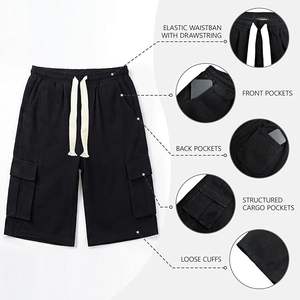 กางเกงยีนส์ขาสั้นทรงหลวมสำหรับผู้ชาย กางเกงยีนส์เดนิมขายาวแบบคาร์โก้ เอวยางยืด ความยาวขาใน 15 นิ้ว - Product Image 5