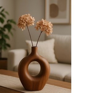 Elegant Modern Design Acacia Wood Handmade Flower Vases for Housewarming Decor - Product Image 4