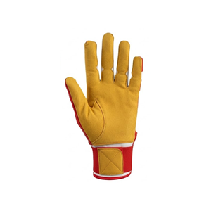 Baseball Softball Batting Gloves Leather Palm Breathable Back Adjustable Wrist Ambidextrous <b>Hook</b> Loop Closure Custom Logo Gloves - Product Image 4