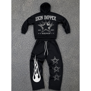 Factory Price Custom Logo Acid Washed Vintage Street Wear Fashionable Tracksuit for Men Lightweight <b>Hot</b> Sale Winter Set Solid - Product Image 3