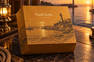 Boîte de présentation personnalisée pour bouteille de whisky Saffron Harbor et verres avec base de couvercle - Product Image 5