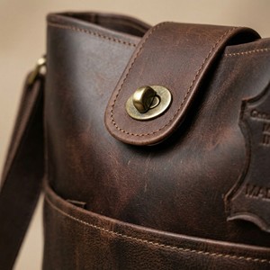 Women's Stylish Vintage Genuine Leather Clutch Adjustable Shoulder Strap Zipper Closure Durable Lightweight 3L+ - Product Image 4