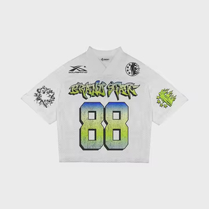 Camiseta Oversize de Malla de Poliéster con Estampado Gráfico y Cuello en V para Hombre, Estilo Jersey de Fútbol Americano OEM - Product Image 3