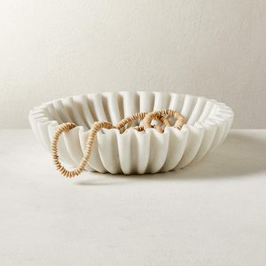 Trending <b>White</b> Ruffle Bowl Decorative Bowl <b>White</b> Stone Fruit Bowl at Affordable Price For Kitchen and <b>Tables</b> - Product Image 3