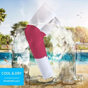Mangas de Ciclismo Blancas y Rojas con Bloques de Color, Anti-UV, Unisex para Adultos, Par de Mangas Elásticas Deportivas para Gimnasio, Entrenamiento, Fitness - Product Image 3