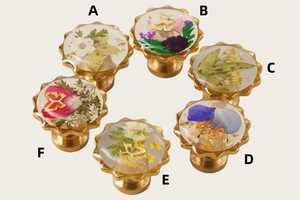 Bouton de tiroir en résine avec fleurs séchées, bouton de meuble en dentelle à bord doré, bouton unique décoratif pour armoire, bouton de placard à fleurs - Product Image 4