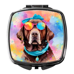 Espejo de maquillaje de viaje compacto para mujeres y niñas Chocolate Labrador Hippie Dawg decorativo plegable de mano tamaño de bolsillo regalo - Product Image 1