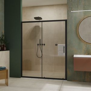 Porta Doccia Scorrevole Singola 60 Pollici L x 72 Pollici H, Vetro Temperato Trasparente Spessore 1/5 Pollici con Maniglia in Acciaio Inox Nera - Product Image 2