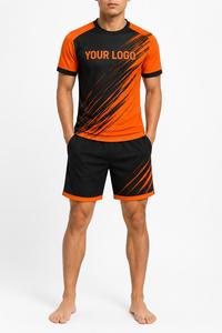 Ensemble de maillots de football pour hommes, manches courtes, col rond, sublimation, évacuation de l'humidité, respirant, polyester, coupe athlétique, logo personnalisé - Product Image 3