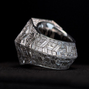 Anillo de compromiso de plata de ley 925 chapado en rodio con moissanita de corte mixto en racimo, estilo hip hop, con engaste de puntas grandes - Product Image 6