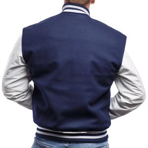 Men's Custom Logo Baseball Varsity Jacket Wool Leather Sleeves Style Schoolboy Winter Plus Size Knitted Polyester 2026 - Product Image 5