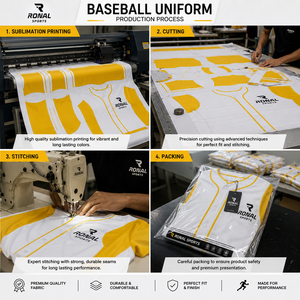 Uniforme de Béisbol para Hombre RONAL SPORTS, Blanco y Amarillo, Manga Corta, Jersey de Poliéster que Absorbe la Humedad, Conjunto de Pantalones, para Adultos, Todas las Temporadas - Product Image 5