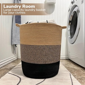 Hot Sale Eco Friendly <b>Large</b> Cotton Rope <b>Basket</b> with Handles Decorative Woven <b>Storage</b> <b>Basket</b> for Home Laundry at Good Price - Product Image 2