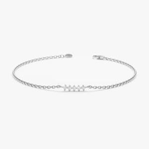 Mini Diamond Bar Bracelet 14K Solid Gold Dainty Diamond <b>Charm</b> Bracelet White Yellow Rose Gold Minimalist Jewelry Gift for Women - Product Image 2