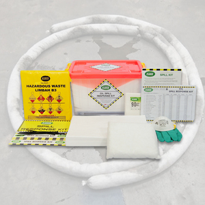 SABER Oil Spill Response Kit Clear Box with Red Lid Portable Industrial Leak Control - Product Image 3