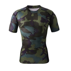 <b>Men</b> Short Sleeve Rash Guard Custom Sublimation Print Quick Dry Surf <b>Shirt</b> UV Protection Athletic <b>Compression</b> Tops - Product Image 1