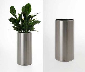 Jarrón de Piso de Acero Inoxidable, Diseño Minimalista, Resistente al Óxido, Macetero Cilíndrico - Product Image 1