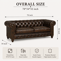 Canapé-lit Chesterfield carré moderne en cuir véritable 2 places, écologique, pour salon, maison, villa, hôtel, entrepôt, sous-sol